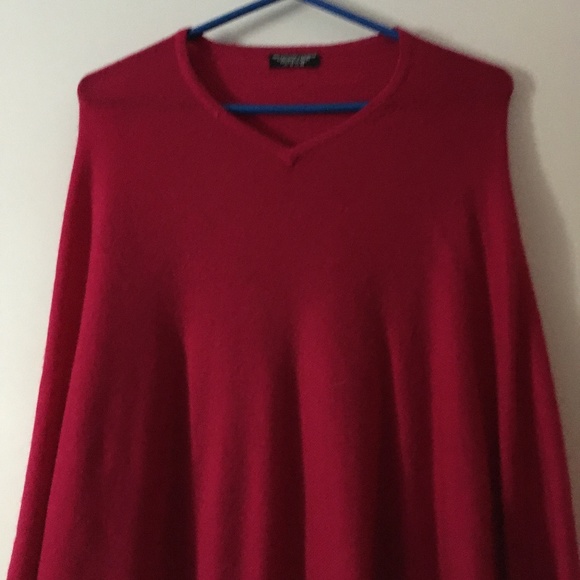 Big! 100% Cashmere Fuchsia Pink Poncho Made in Nepal One Size - Picture 2 of 5